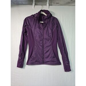 Lululemon Purple Rush Hour Full Zip Rain Jacket Women's Sz 6 Hood Thumb Holes